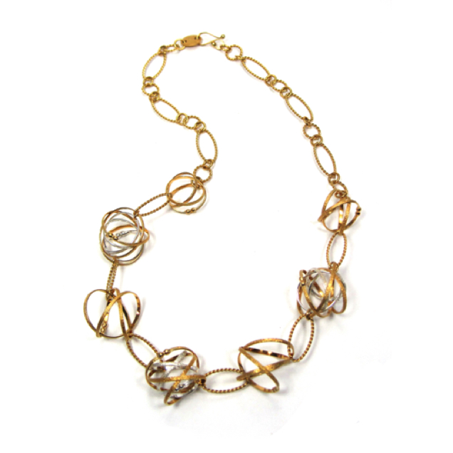 Petite Mixed Mobius Necklace  19"
 
22K Gold vermeil, Sterling
NKMB03-S-G   750.